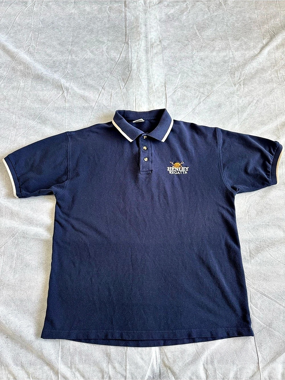 Hanes Club Polo Henley Regatta Mens XL Solid Navy Cotton Knit Golf Polo